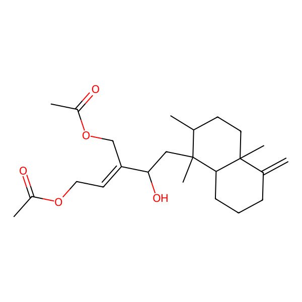2D Structure of [(E,4R)-5-[(1S,2R,4aR,8aR)-1,2,4a-trimethyl-5-methylidene-3,4,6,7,8,8a-hexahydro-2H-naphthalen-1-yl]-3-(acetyloxymethyl)-4-hydroxypent-2-enyl] acetate