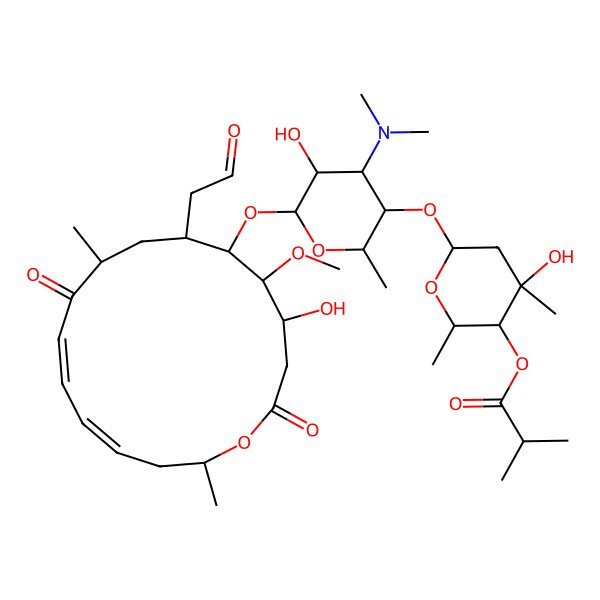 2D Structure of [(2S,3S,4R,6S)-6-[(2R,3S,4R,5R,6S)-4-(dimethylamino)-5-hydroxy-6-[[(4R,5S,6S,7R,9R,11E,13E,16R)-4-hydroxy-5-methoxy-9,16-dimethyl-2,10-dioxo-7-(2-oxoethyl)-1-oxacyclohexadeca-11,13-dien-6-yl]oxy]-2-methyl-tetrahydropyran-3-yl]oxy-4-hydroxy-2,4-dimethyl-tetrahydropyran-3-yl] 2-methylpropanoate
