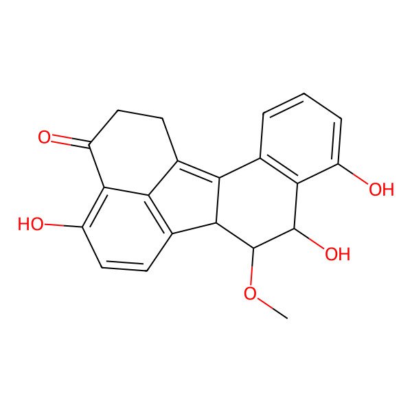 2D Structure of 7,9,15-Trihydroxy-10-methoxypentacyclo[10.7.1.02,11.03,8.016,20]icosa-1,3(8),4,6,12(20),13,15-heptaen-17-one