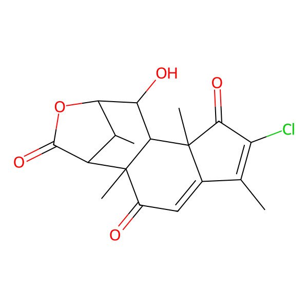 2D Structure of (1R,2S,9S,10R,11S,12S,15S)-7-chloro-11-hydroxy-2,6,9,15-tetramethyl-13-oxatetracyclo[10.2.1.02,10.05,9]pentadeca-4,6-diene-3,8,14-trione