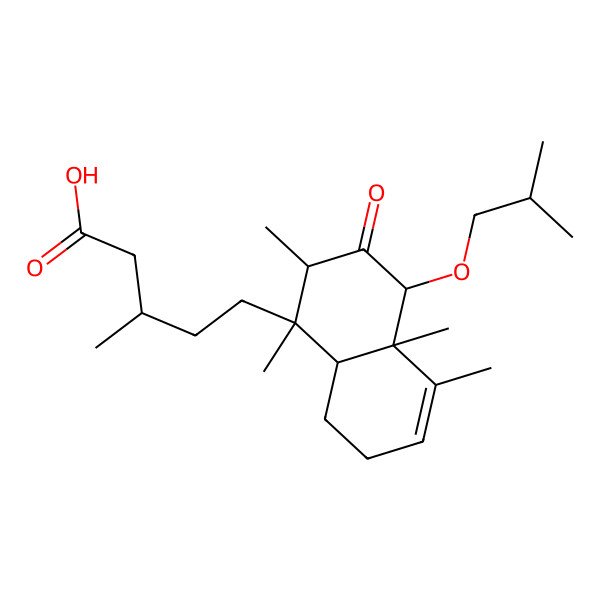 2D Structure of (3S)-5-[(1S,2S,4R,4aR,8aR)-1,2,4a,5-tetramethyl-4-(2-methylpropoxy)-3-oxo-4,7,8,8a-tetrahydro-2H-naphthalen-1-yl]-3-methylpentanoic acid