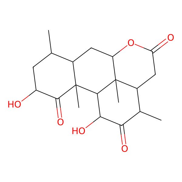 2D Structure of (1S,2S,4S,6R,7R,9R,13S,14R,16S,17S)-4,16-dihydroxy-2,6,14,17-tetramethyl-10-oxatetracyclo[7.7.1.02,7.013,17]heptadecane-3,11,15-trione