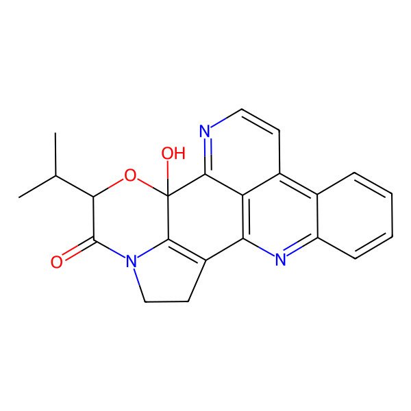 2D Structure of 14-Hydroxy-16-propan-2-yl-15-oxa-2,12,18-triazahexacyclo[11.8.1.114,18.03,8.09,22.021,23]tricosa-1,3,5,7,9(22),10,12,21(23)-octaen-17-one