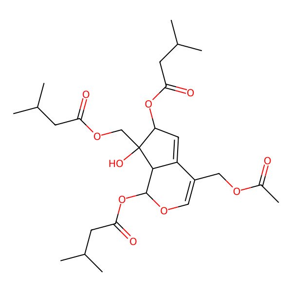2D Structure of [4-(acetyloxymethyl)-7-hydroxy-1,6-bis(3-methylbutanoyloxy)-6,7a-dihydro-1H-cyclopenta[c]pyran-7-yl]methyl 3-methylbutanoate