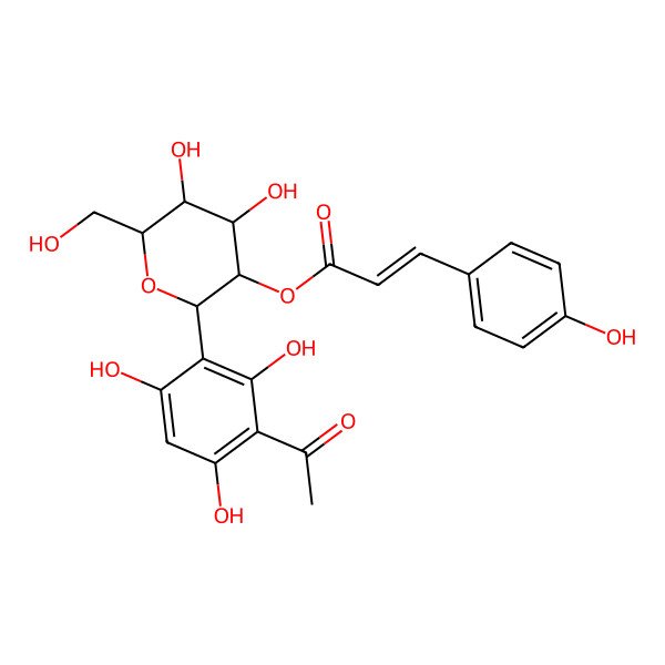 2D Structure of [(2S,3R,4S,5S,6R)-2-(3-acetyl-2,4,6-trihydroxyphenyl)-4,5-dihydroxy-6-(hydroxymethyl)oxan-3-yl] (E)-3-(4-hydroxyphenyl)prop-2-enoate