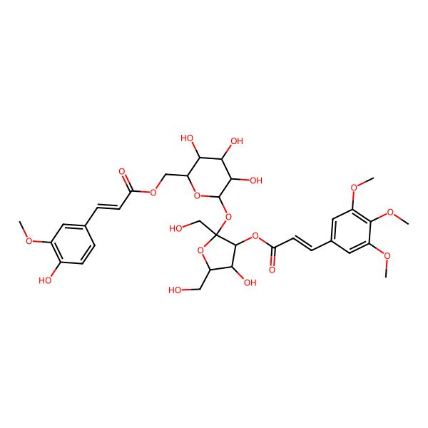2D Structure of [3,4,5-Trihydroxy-6-[4-hydroxy-2,5-bis(hydroxymethyl)-3-[3-(3,4,5-trimethoxyphenyl)prop-2-enoyloxy]oxolan-2-yl]oxyoxan-2-yl]methyl 3-(4-hydroxy-3-methoxyphenyl)prop-2-enoate
