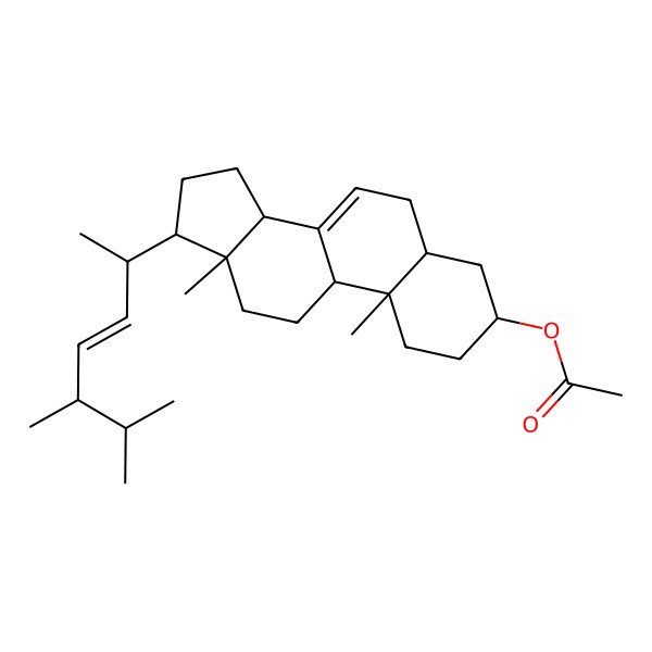 2D Structure of [(3S,5S,9R,10S,13R,14R,17R)-17-[(E,2R,5S)-5,6-dimethylhept-3-en-2-yl]-10,13-dimethyl-2,3,4,5,6,9,11,12,14,15,16,17-dodecahydro-1H-cyclopenta[a]phenanthren-3-yl] acetate