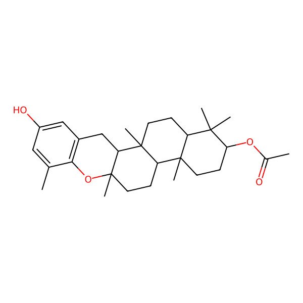 2D Structure of [(1S,2S,11S,14S,15R,18S,20R)-6-hydroxy-1,8,11,15,19,19-hexamethyl-10-oxapentacyclo[12.8.0.02,11.04,9.015,20]docosa-4(9),5,7-trien-18-yl] acetate