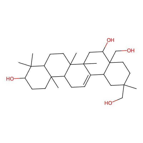 2D Structure of 8a,11-Bis(hydroxymethyl)-4,4,6a,6b,11,14b-hexamethyl-1,2,3,4a,5,6,7,8,9,10,12,12a,14,14a-tetradecahydropicene-3,8-diol