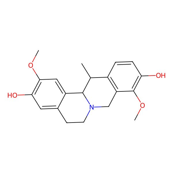 2D Structure of [13s,13Ar,(+)]-5,8,13,13a-tetrahydro-2,9-dimethoxy-13-methyl-6H-dibenzo[a,g]quinolizine-3,10-diol