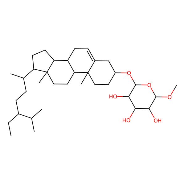 2D Structure of (2R,3R,4S,5S,6S)-2-[[(3S,8S,9S,10R,13R,14S,17R)-17-[(2R,5R)-5-ethyl-6-methylheptan-2-yl]-10,13-dimethyl-2,3,4,7,8,9,11,12,14,15,16,17-dodecahydro-1H-cyclopenta[a]phenanthren-3-yl]oxy]-6-methoxyoxane-3,4,5-triol