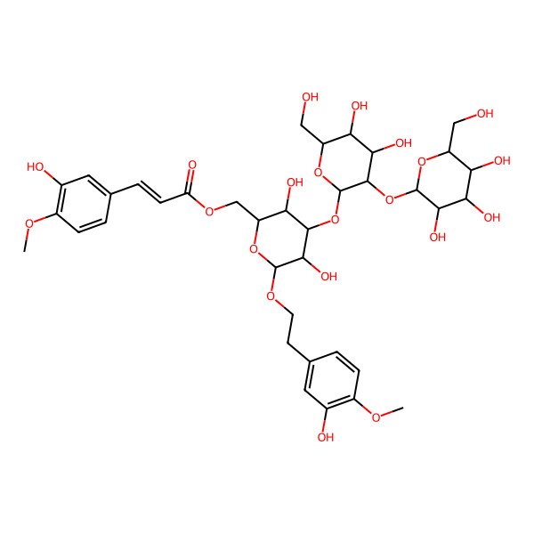 2D Structure of [(2S,3R,4R,5S,6R)-4-[(2S,3S,4R,5S,6S)-4,5-dihydroxy-6-(hydroxymethyl)-3-[(2S,3S,4R,5S,6R)-3,4,5-trihydroxy-6-(hydroxymethyl)oxan-2-yl]oxyoxan-2-yl]oxy-3,5-dihydroxy-6-[2-(3-hydroxy-4-methoxyphenyl)ethoxy]oxan-2-yl]methyl (E)-3-(3-hydroxy-4-methoxyphenyl)prop-2-enoate