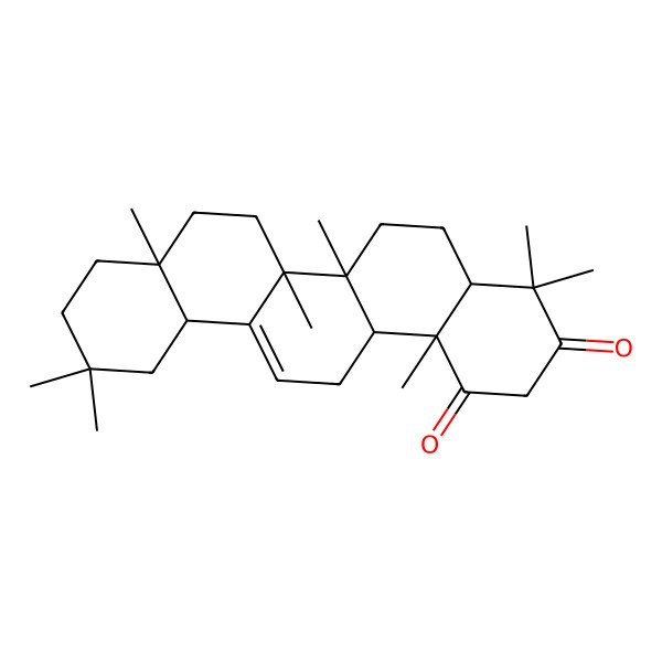 2D Structure of (4aS,6aR,6bS,8aR,12aR,14aS,14bR)-4,4,6a,6b,8a,11,11,14b-octamethyl-5,6,7,8,9,10,12,12a,14,14a-decahydro-4aH-picene-1,3-dione