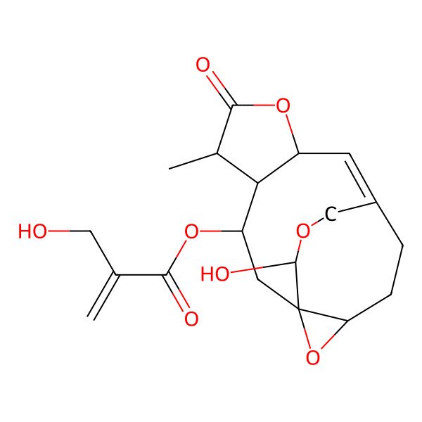 2D Structure of (15-Hydroxy-5-methyl-6-oxo-7,14,16-trioxatetracyclo[8.4.3.01,13.04,8]heptadec-9-en-3-yl) 2-(hydroxymethyl)prop-2-enoate