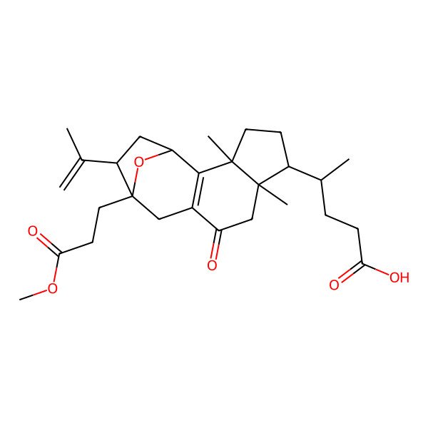 2D Structure of 4-[12-(3-Methoxy-3-oxopropyl)-3,7-dimethyl-9-oxo-13-prop-1-en-2-yl-15-oxatetracyclo[10.2.1.02,10.03,7]pentadec-2(10)-en-6-yl]pentanoic acid