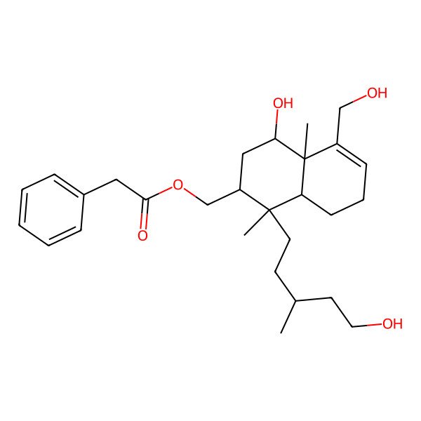 2D Structure of [(1R,2R,4S,4aR,8aR)-4-hydroxy-5-(hydroxymethyl)-1-[(3S)-5-hydroxy-3-methylpentyl]-1,4a-dimethyl-2,3,4,7,8,8a-hexahydronaphthalen-2-yl]methyl 2-phenylacetate