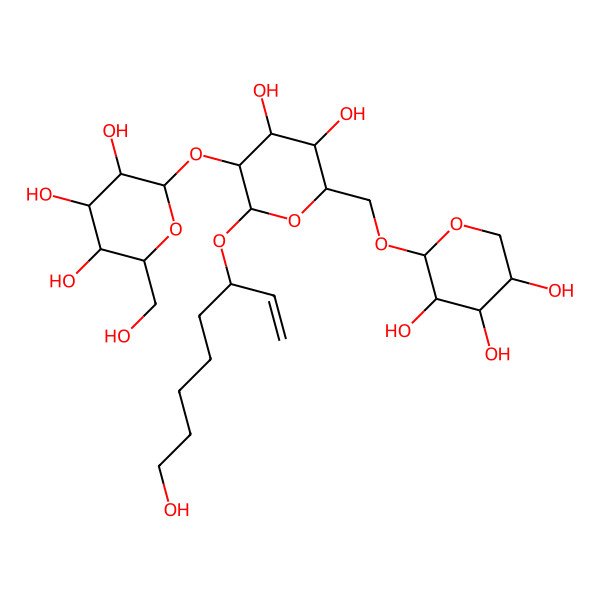 2D Structure of (2S,3R,4S,5S,6R)-2-[(2R,3R,4S,5S,6R)-4,5-dihydroxy-2-[(3R)-8-hydroxyoct-1-en-3-yl]oxy-6-[[(2S,3R,4S,5S)-3,4,5-trihydroxyoxan-2-yl]oxymethyl]oxan-3-yl]oxy-6-(hydroxymethyl)oxane-3,4,5-triol