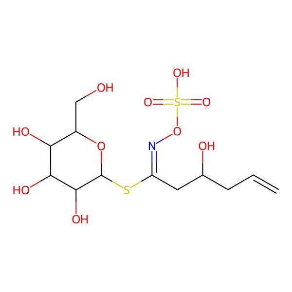 2D Structure of [(2R,3R,4S,5R,6R)-3,4,5-trihydroxy-6-(hydroxymethyl)oxan-2-yl] (1Z,3S)-3-hydroxy-N-sulfooxyhex-5-enimidothioate