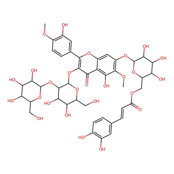 2D Structure of [6-[3-[4,5-Dihydroxy-6-(hydroxymethyl)-3-[3,4,5-trihydroxy-6-(hydroxymethyl)oxan-2-yl]oxyoxan-2-yl]oxy-5-hydroxy-2-(3-hydroxy-4-methoxyphenyl)-6-methoxy-4-oxochromen-7-yl]oxy-3,4,5-trihydroxyoxan-2-yl]methyl 3-(3,4-dihydroxyphenyl)prop-2-enoate