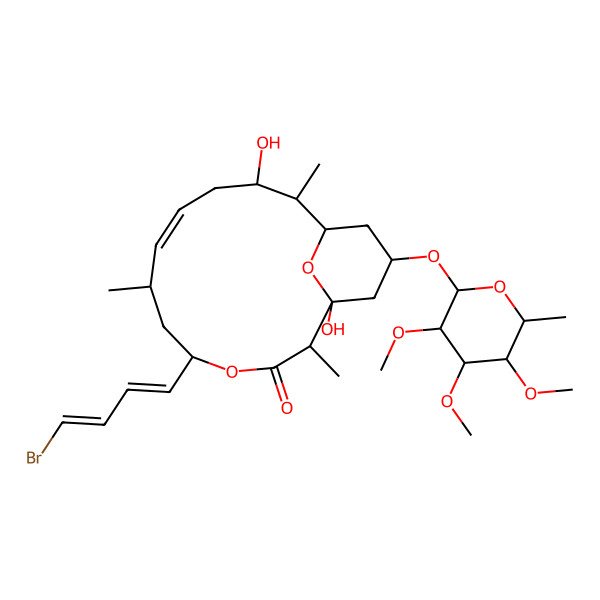 2D Structure of 5-(4-Bromobuta-1,3-dienyl)-1,11-dihydroxy-2,7,12-trimethyl-15-(3,4,5-trimethoxy-6-methyloxan-2-yl)oxy-4,17-dioxabicyclo[11.3.1]heptadec-8-en-3-one
