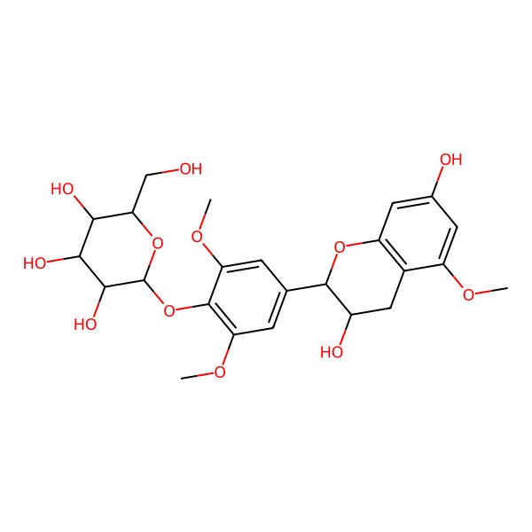 2D Structure of 2-[4-(3,7-dihydroxy-5-methoxy-3,4-dihydro-2H-chromen-2-yl)-2,6-dimethoxyphenoxy]-6-(hydroxymethyl)oxane-3,4,5-triol