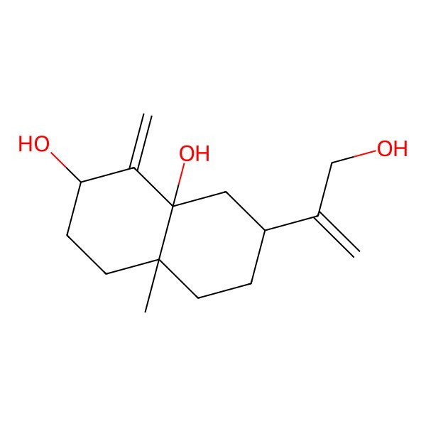 2D Structure of (2S,4aS,7R,8aR)-7-(3-hydroxyprop-1-en-2-yl)-4a-methyl-1-methylidene-3,4,5,6,7,8-hexahydro-2H-naphthalene-2,8a-diol 2D Structure of (2S,4aS,7R,8aR)-7-(3-hydroxyprop-1-en-2-yl)-4a-methyl-1-methylidene-3,4,5,6,7,8-hexahydro-2H-naphthalene-2,8a-diol