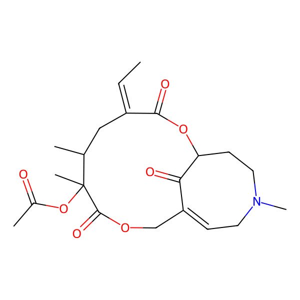 2D Structure of [(1S,4Z,6S,7S)-4-ethylidene-6,7,14-trimethyl-3,8,17-trioxo-2,9-dioxa-14-azabicyclo[9.5.1]heptadec-11-en-7-yl] acetate