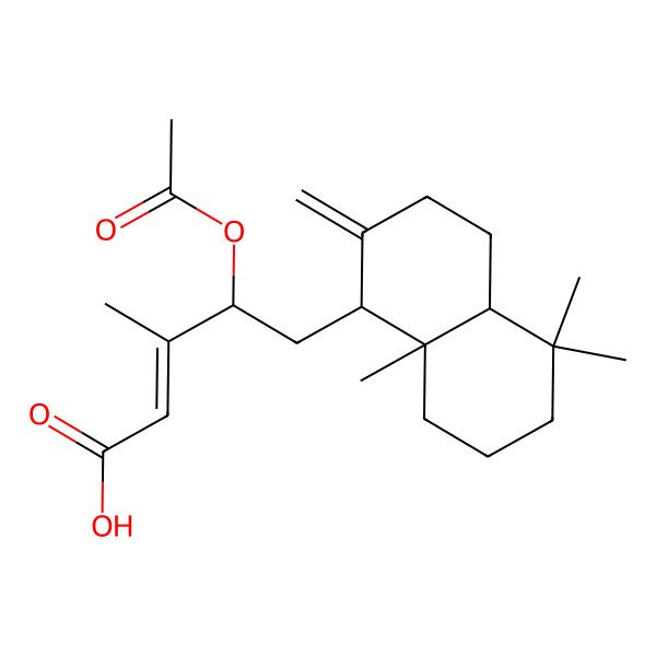 2D Structure of 4-acetyloxy-5-(5,5,8a-trimethyl-2-methylidene-3,4,4a,6,7,8-hexahydro-1H-naphthalen-1-yl)-3-methylpent-2-enoic acid