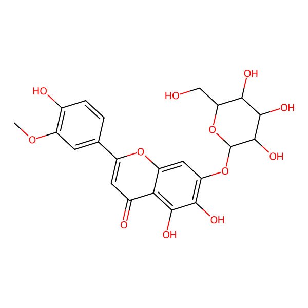 2D Structure of 5,6-Dihydroxy-2-(4-hydroxy-3-methoxyphenyl)-7-[3,4,5-trihydroxy-6-(hydroxymethyl)oxan-2-yl]oxychromen-4-one
