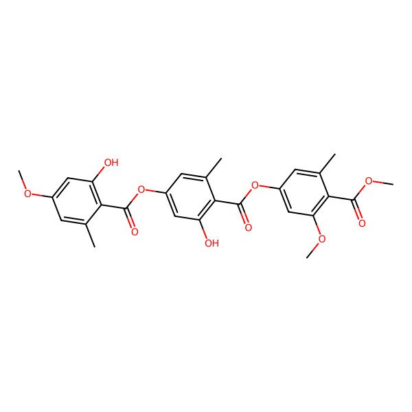 2D Structure of [3-Hydroxy-4-(3-methoxy-4-methoxycarbonyl-5-methylphenoxy)carbonyl-5-methylphenyl] 2-hydroxy-4-methoxy-6-methylbenzoate