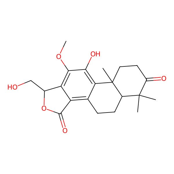2D Structure of (5aR,9aS)-10-hydroxy-1-(hydroxymethyl)-11-methoxy-6,6,9a-trimethyl-1,4,5,5a,8,9-hexahydronaphtho[1,2-g][2]benzofuran-3,7-dione