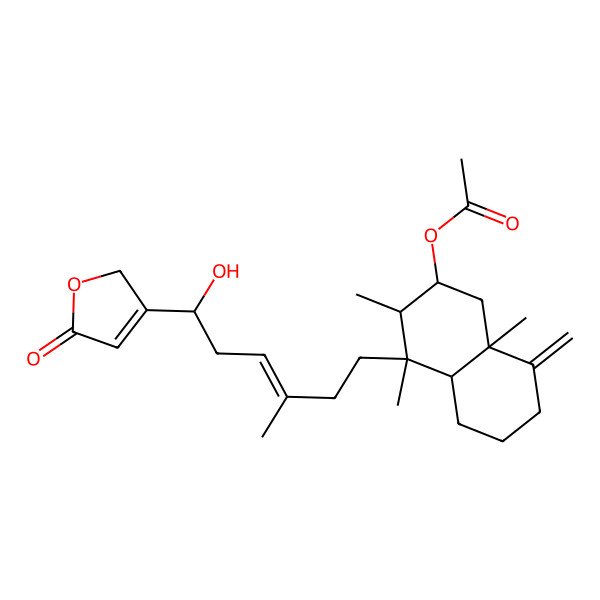 2D Structure of [(2R,3R,4R,4aS,8aS)-4-[(E,6R)-6-hydroxy-3-methyl-6-(5-oxo-2H-furan-3-yl)hex-3-enyl]-3,4,8a-trimethyl-8-methylidene-2,3,4a,5,6,7-hexahydro-1H-naphthalen-2-yl] acetate