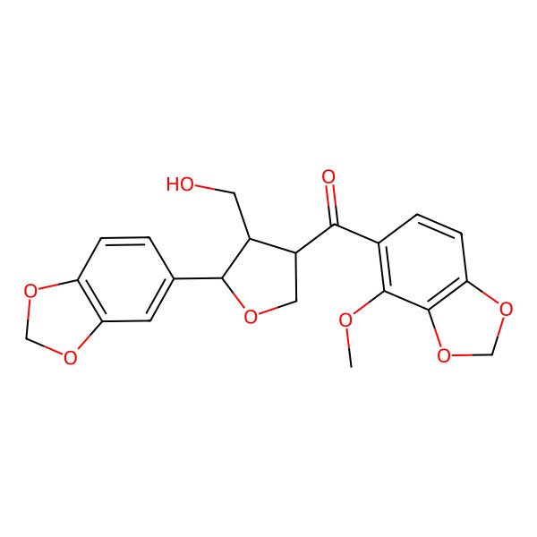 2D Structure of [(3S,4R,5S)-5-(1,3-benzodioxol-5-yl)-4-(hydroxymethyl)oxolan-3-yl]-(4-methoxy-1,3-benzodioxol-5-yl)methanone