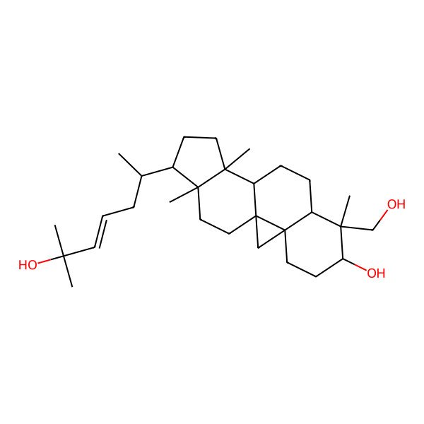 2D Structure of 7-(Hydroxymethyl)-15-(6-hydroxy-6-methylhept-4-en-2-yl)-7,12,16-trimethylpentacyclo[9.7.0.01,3.03,8.012,16]octadecan-6-ol