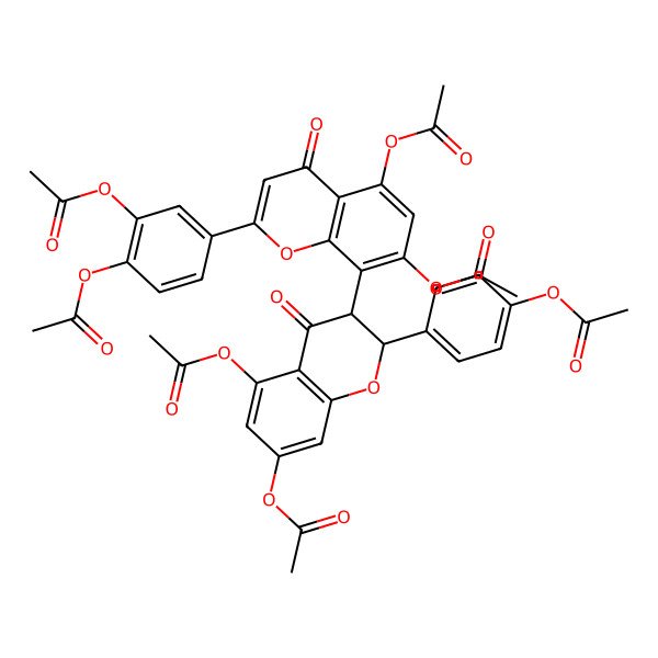 2D Structure of [4-[(2R,3S)-5,7-diacetyloxy-3-[5,7-diacetyloxy-2-(3,4-diacetyloxyphenyl)-4-oxochromen-8-yl]-4-oxo-2,3-dihydrochromen-2-yl]phenyl] acetate