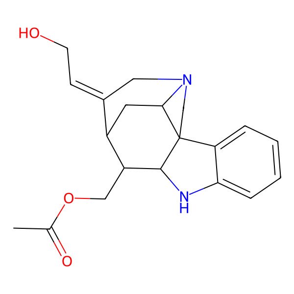 2D Structure of [(1S,9S,10S,11R,12Z,17S)-12-(2-hydroxyethylidene)-8,14-diazapentacyclo[9.5.2.01,9.02,7.014,17]octadeca-2,4,6-trien-10-yl]methyl acetate