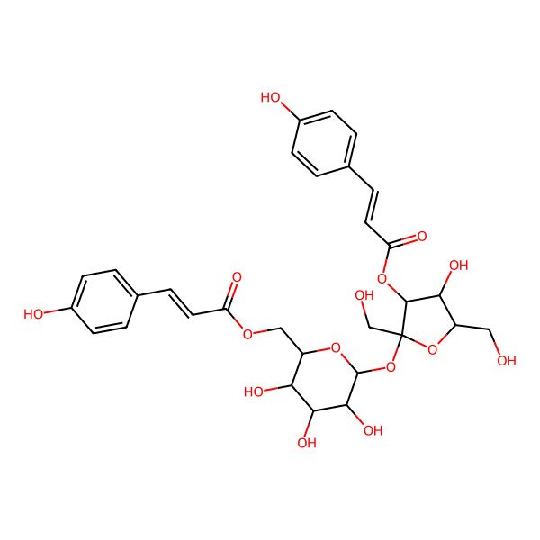 2D Structure of [3,4,5-Trihydroxy-6-[4-hydroxy-2,5-bis(hydroxymethyl)-3-[3-(4-hydroxyphenyl)prop-2-enoyloxy]oxolan-2-yl]oxyoxan-2-yl]methyl 3-(4-hydroxyphenyl)prop-2-enoate