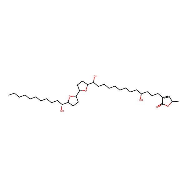 2D Structure of 4-[4,13-dihydroxy-13-[5-[5-(1-hydroxyundecyl)oxolan-2-yl]oxolan-2-yl]tridecyl]-2-methyl-2H-furan-5-one