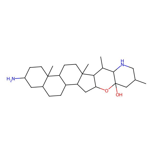 2D Structure of (1S,2R,5S,7S,10S,11S,14S,15R,16S,17S,20R,22S,24S)-7-amino-10,14,16,20-tetramethyl-23-oxa-18-azahexacyclo[12.11.0.02,11.05,10.015,24.017,22]pentacosan-22-ol