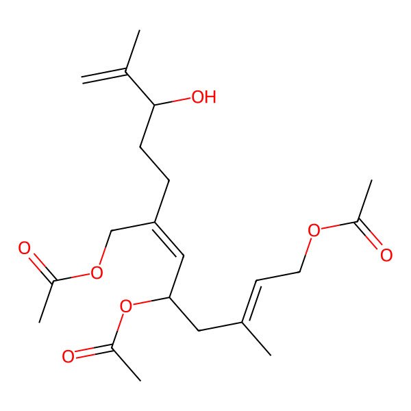 2D Structure of [(2Z,5S,6Z,10R)-5-acetyloxy-7-(acetyloxymethyl)-10-hydroxy-3,11-dimethyldodeca-2,6,11-trienyl] acetate