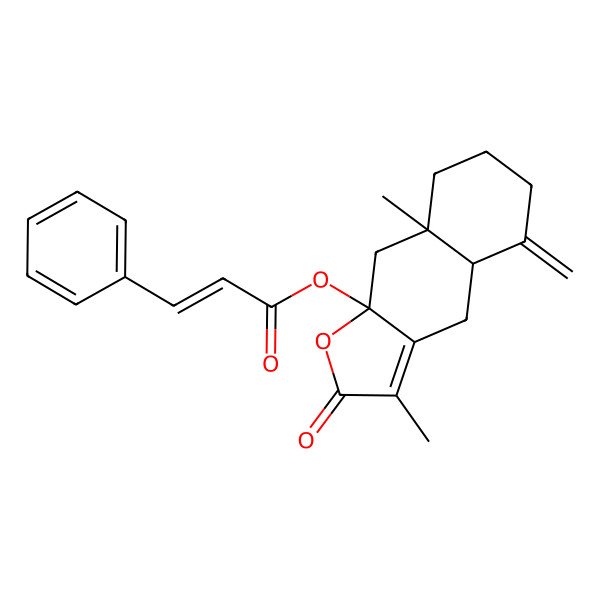2D Structure of [(4aR,8aS,9aR)-3,8a-dimethyl-5-methylidene-2-oxo-4,4a,6,7,8,9-hexahydrobenzo[f][1]benzofuran-9a-yl] (E)-3-phenylprop-2-enoate