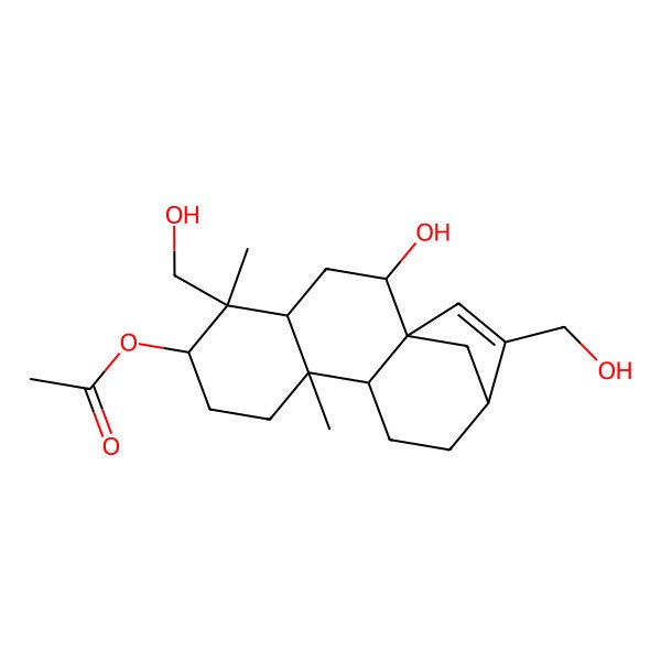 2D Structure of [2-Hydroxy-5,14-bis(hydroxymethyl)-5,9-dimethyl-6-tetracyclo[11.2.1.01,10.04,9]hexadec-14-enyl] acetate