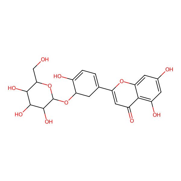 2D Structure of 5,7-Dihydroxy-2-[4-hydroxy-5-[3,4,5-trihydroxy-6-(hydroxymethyl)oxan-2-yl]oxycyclohexa-1,3-dien-1-yl]chromen-4-one