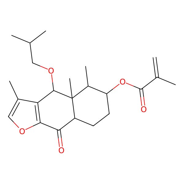 2D Structure of [(4S,4aR,5R,6S,8aS)-3,4a,5-trimethyl-4-(2-methylpropoxy)-9-oxo-4,5,6,7,8,8a-hexahydrobenzo[f][1]benzofuran-6-yl] 2-methylprop-2-enoate