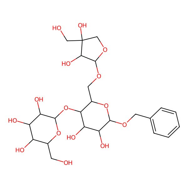 2D Structure of 2-[2-[[3,4-Dihydroxy-4-(hydroxymethyl)oxolan-2-yl]oxymethyl]-4,5-dihydroxy-6-phenylmethoxyoxan-3-yl]oxy-6-(hydroxymethyl)oxane-3,4,5-triol