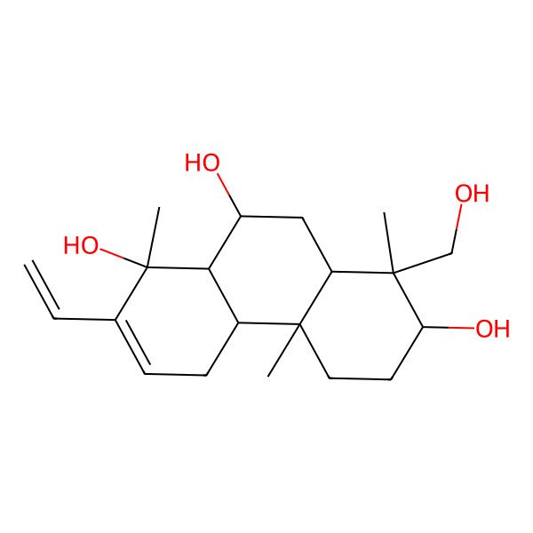 2D Structure of (1S,4aS,4bR,7S,8S,8aR,10S,10aS)-2-ethenyl-8-(hydroxymethyl)-1,4b,8-trimethyl-4a,5,6,7,8a,9,10,10a-octahydro-4H-phenanthrene-1,7,10-triol