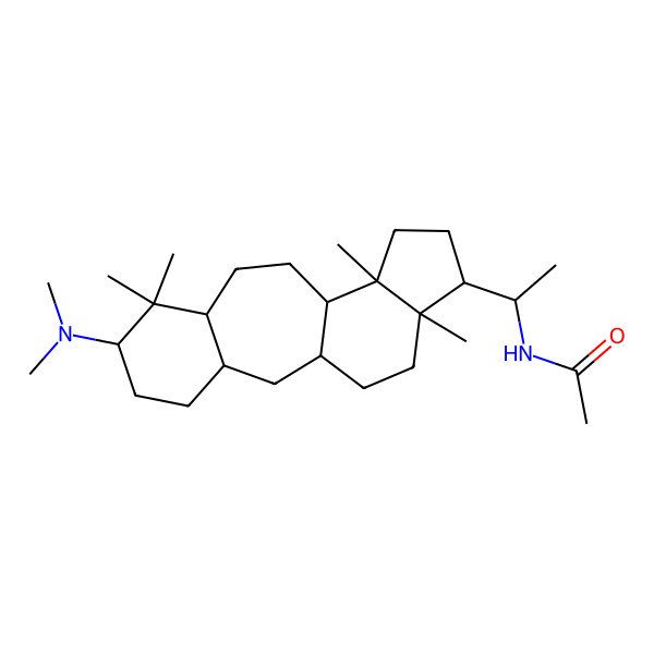 2D Structure of N-[(1S)-1-[(1R,3S,6S,8R,11R,12S,15S,16R)-6-(dimethylamino)-7,7,12,16-tetramethyl-15-tetracyclo[9.7.0.03,8.012,16]octadecanyl]ethyl]acetamide