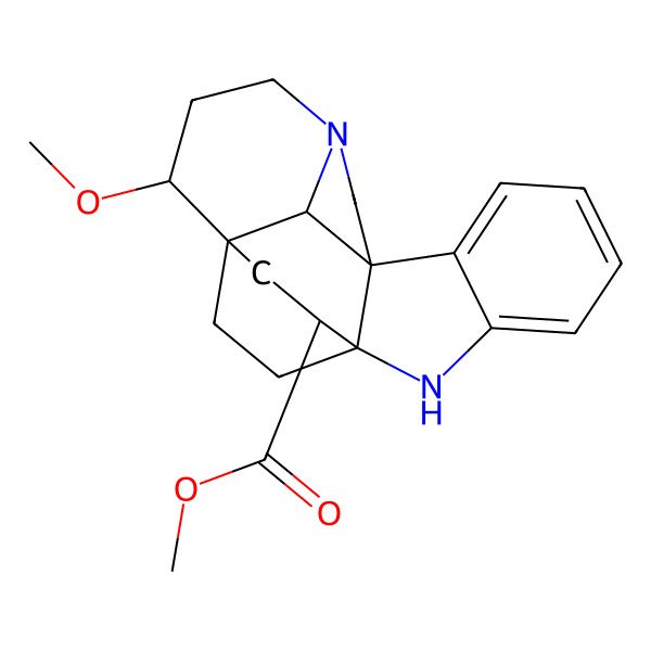 2D Structure of methyl (1R,9R,15S,16S,18R,21R)-15-methoxy-2,12-diazahexacyclo[14.2.2.19,12.01,9.03,8.016,21]henicosa-3,5,7-triene-18-carboxylate