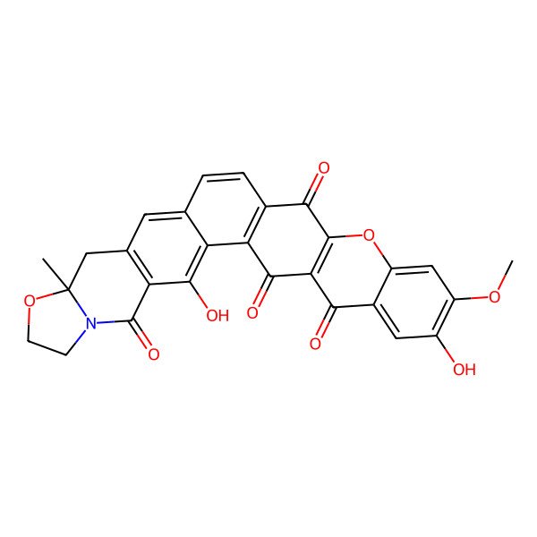 2D Structure of (10R)-3,24-dihydroxy-23-methoxy-10-methyl-9,20-dioxa-6-azaheptacyclo[15.12.0.02,14.04,12.06,10.019,28.021,26]nonacosa-1(17),2,4(12),13,15,19(28),21,23,25-nonaene-5,18,27,29-tetrone