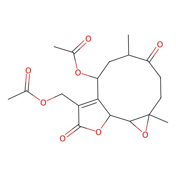 2D Structure of [(1S,2R,4R,8S,10S)-10-acetyloxy-4,8-dimethyl-7,13-dioxo-3,14-dioxatricyclo[9.3.0.02,4]tetradec-11-en-12-yl]methyl acetate